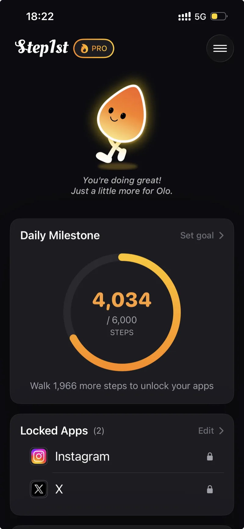 Step1st: Screen Time Limit — step goals before unlocking apps