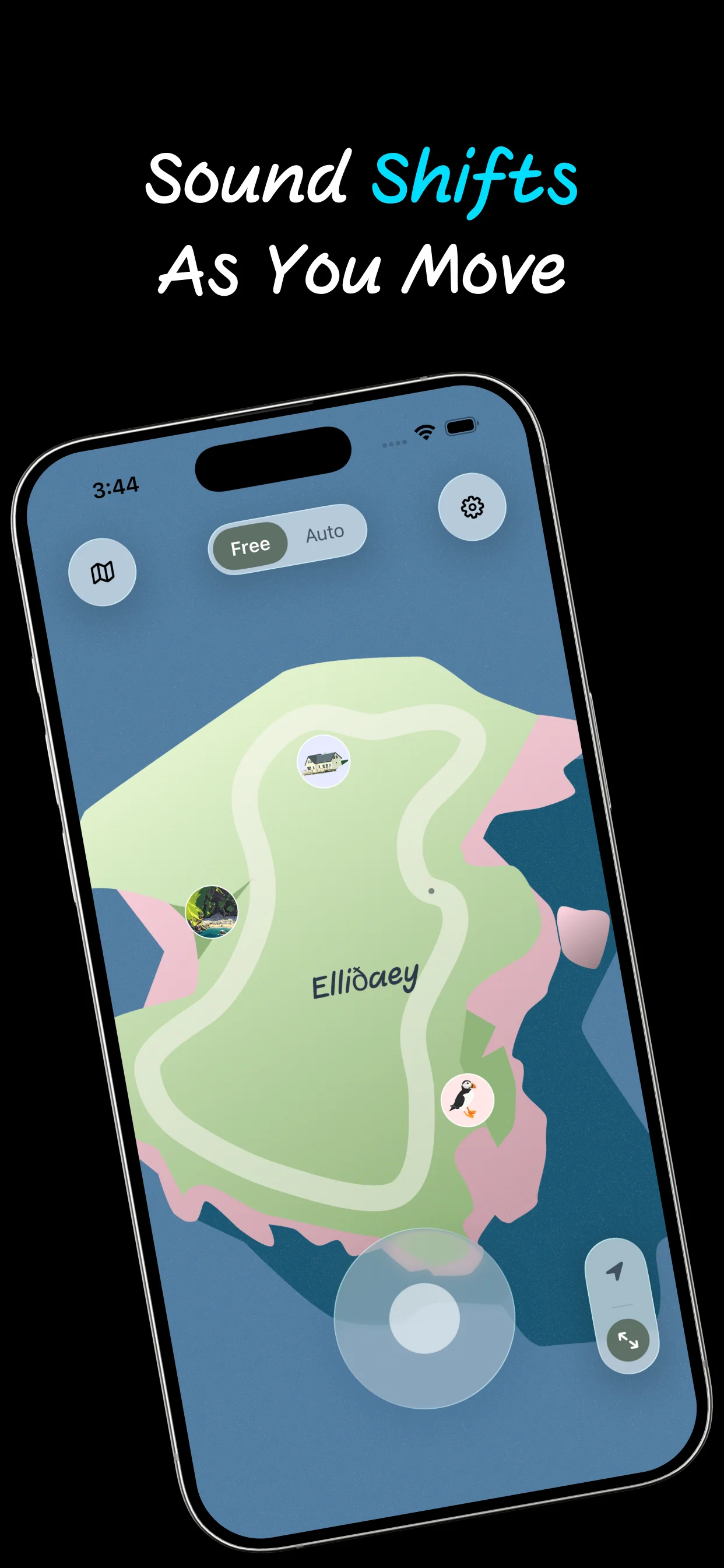 LonelyIsle app screenshot - explore Elliðaey island in Free mode