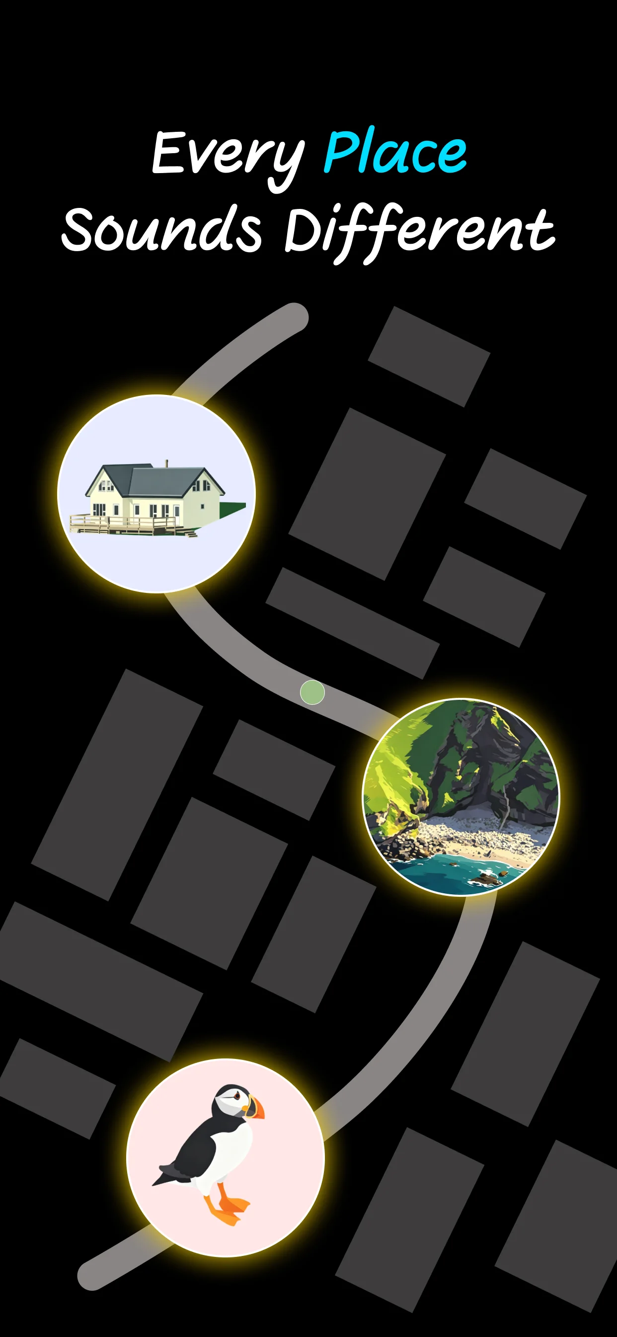 LonelyIsle app screenshot - every place on the island sounds different