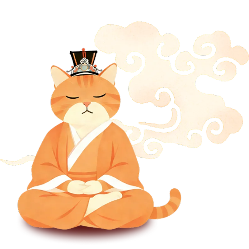 喵时计 — 禅意专注场景中的猫咪与仙鹤伙伴