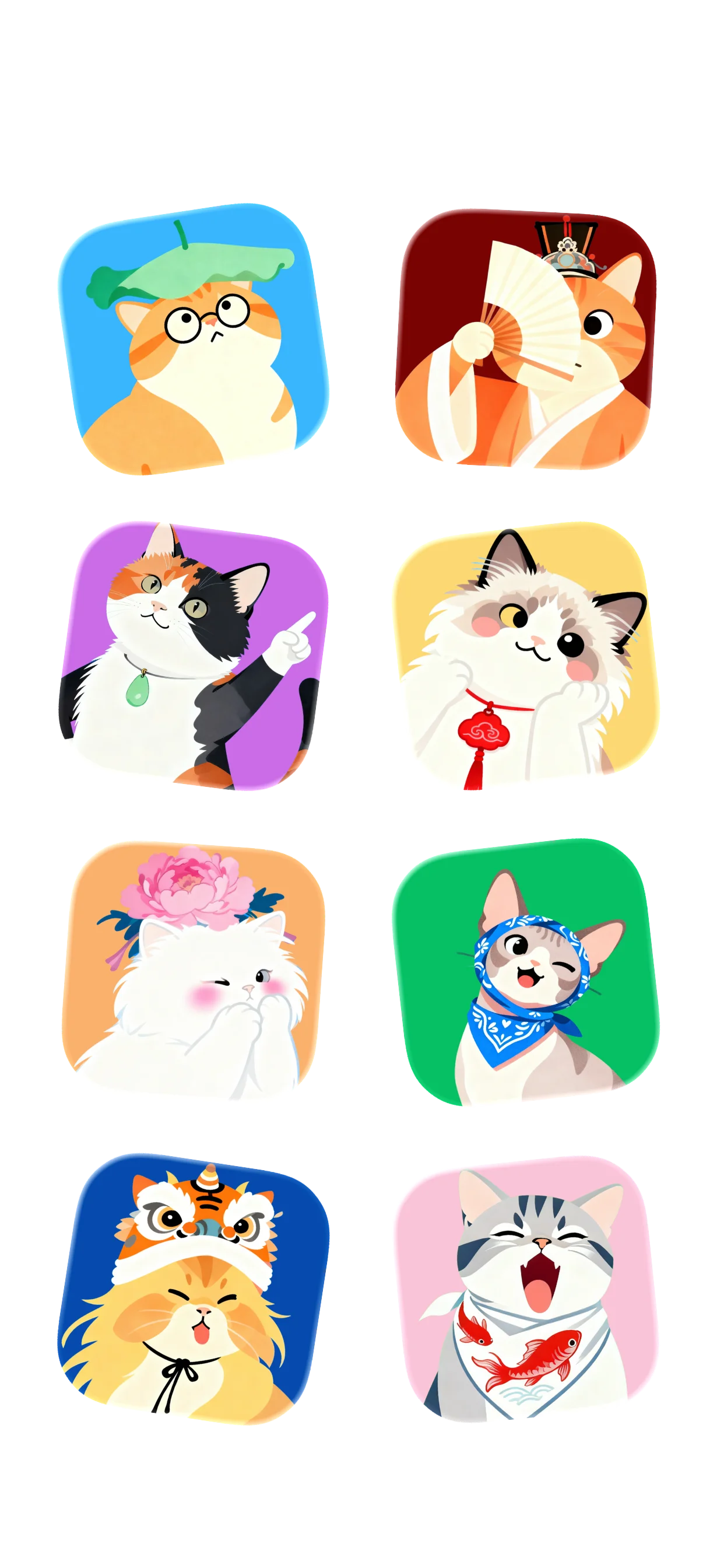 PurrrrrFocus — Cat companions screen with China-Chic visual style (English)