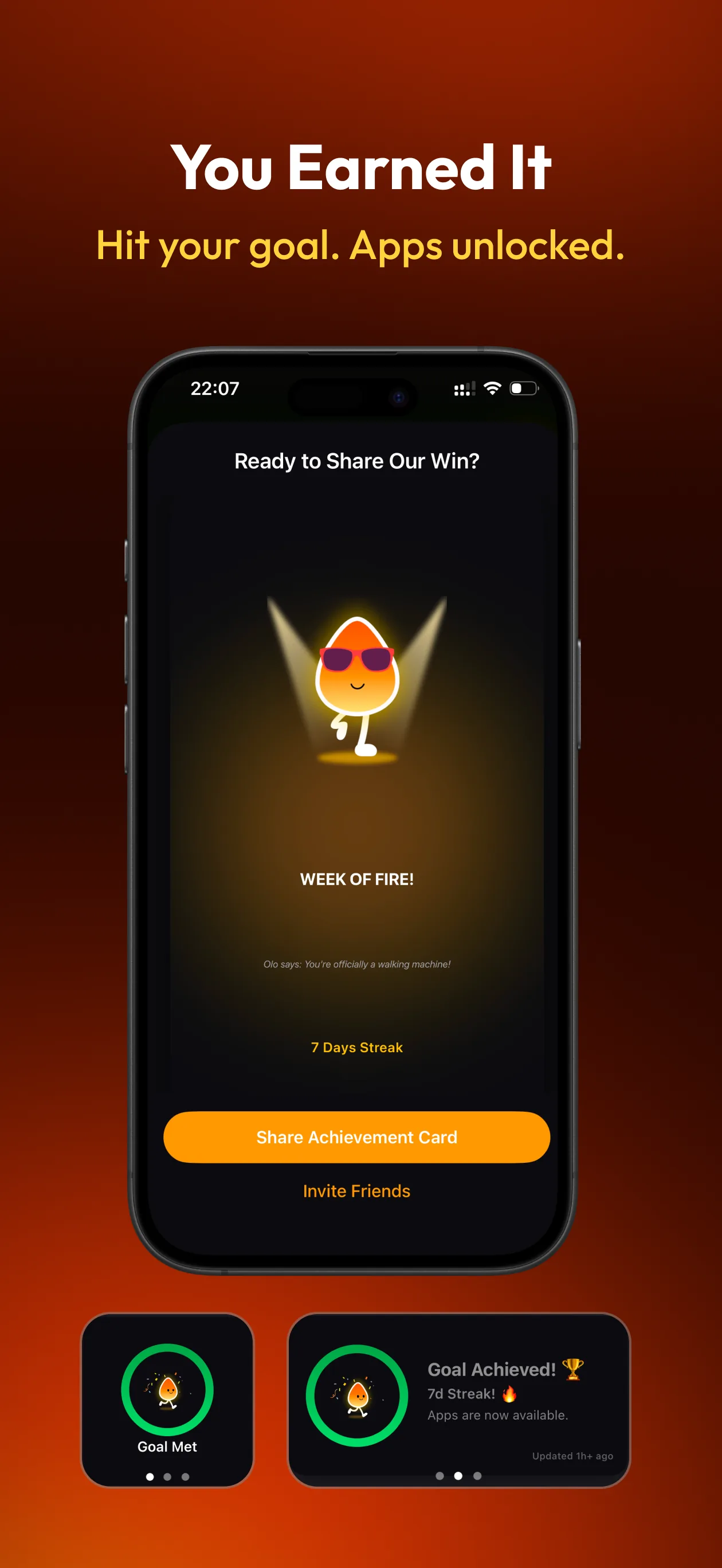 Step1st app screenshot - streak and activity visualization